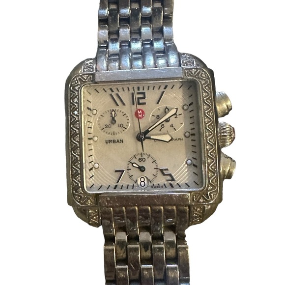 MICHELE Urban Stainless Steel Diamond Quartz Wrist Watch - Picture 2 of 7